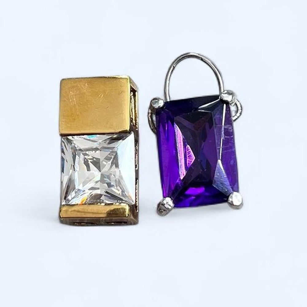 Cubic Zirconia Gold Plated Purple Amethyst Sterling Silver Necklace Pendants Lot